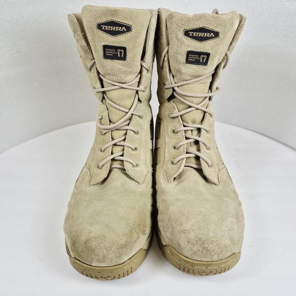 Terra Unity Men’s 875534 Tactical Combat Boots Tan Suede Leather Mens Sz 13 Read - Picture 1 of 11